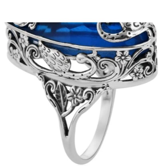 Caribbean Quartz (Triplet) Peacock Ring ( 25.90 ctw) - Size 7 - Picture 3 of 4